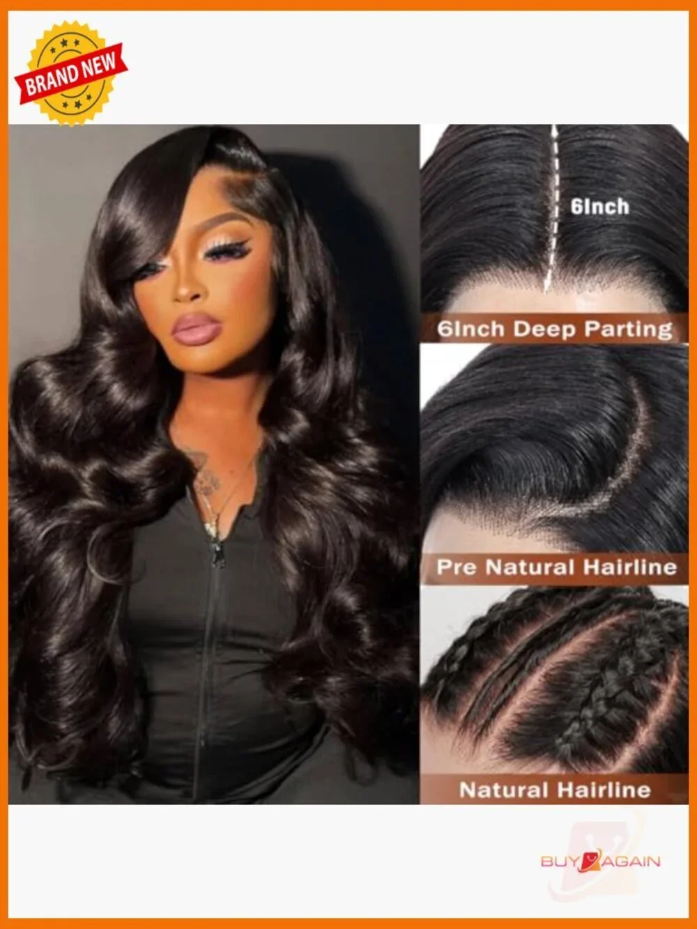 13x6 Body Wave Lace Front Wig, 250 Density Human Hair, Pre-Plucked